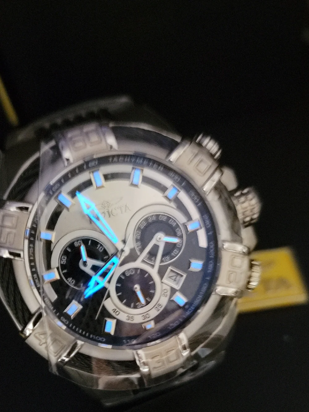 NEW 29569 Invicta Bolt Men's Chunky 52mm, Carbon Fiber, Black Chronograph Watch